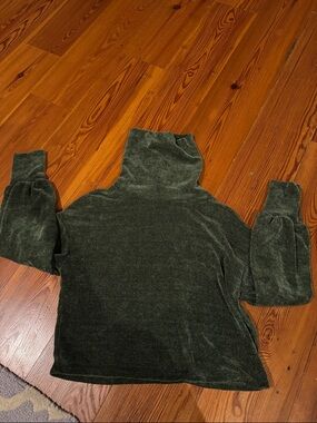 Love Olive Green Velvet-Look Turtleneck Crop Top